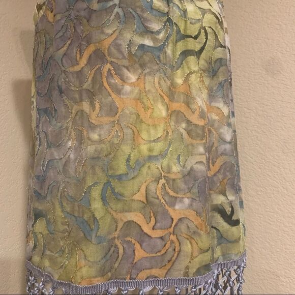 Sleeveless Lime & Periwinkle Tassel Burn Out Top S - Picture 3 of 12